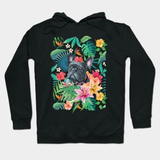 Tropical Black Frenchie French Bulldog Hoodie